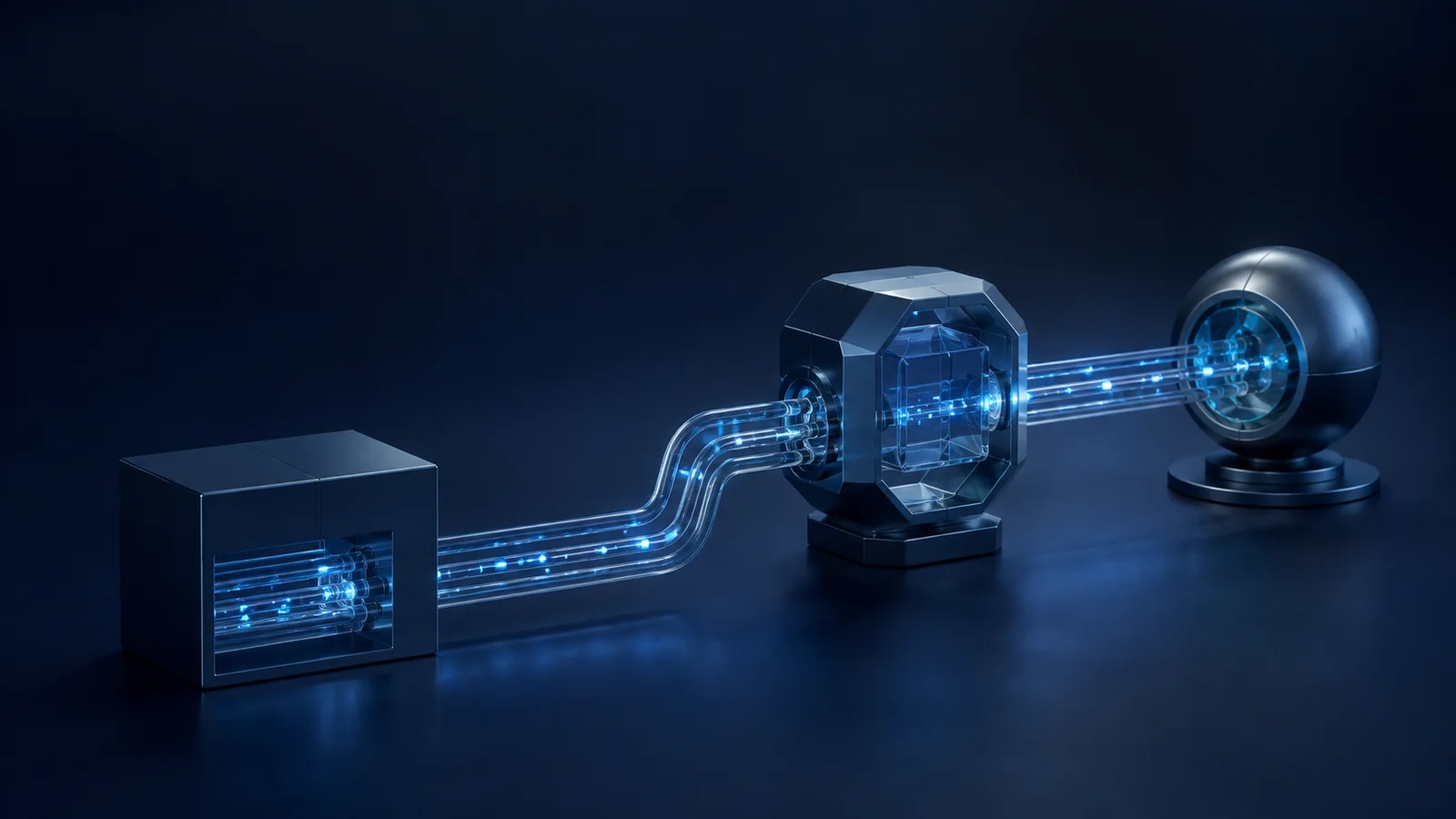 Conceptual illustration of three connected modules